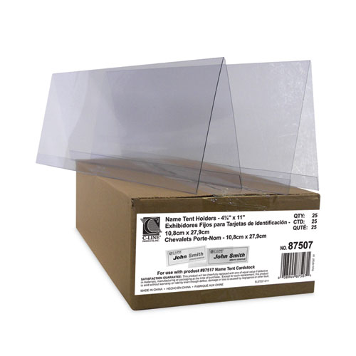 Picture of Tent Card Holders, 4.25 x 11.7, Rigid Heavyweight Clear Plastic, 25/Box