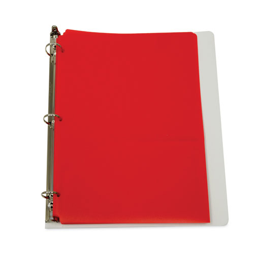 Picture of Two-Pocket Heavyweight Poly Portfolio Folder, 3-Hole Punch, 11 x 8.5, Red, 25/Box