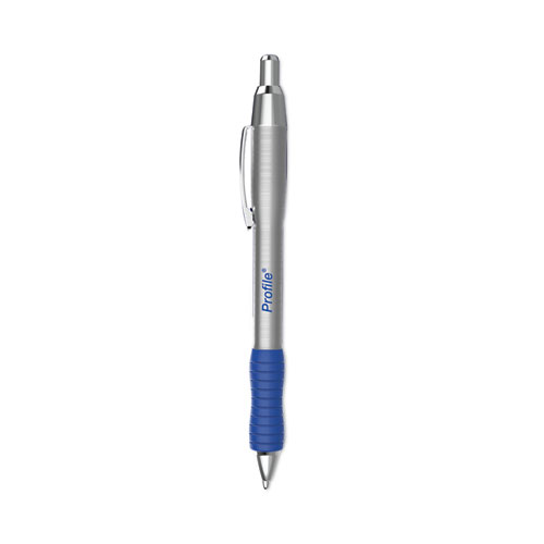 Picture of Profile Metal Ballpoint Pen, Retractable, Medium 1 mm, Blue Ink, Silver Barrel, Dozen