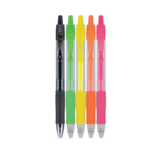 Picture of G2 Neon Gel Pen, Retractable, Fine 0.7 mm, Assorted Neon Ink and Barrel Colors, 5/Pack