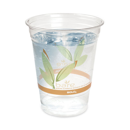 Picture of Bare Eco-Forward RPET Cold Cups, Squat, 12 oz to 14 oz, Leaf Design, 50/Pack, 20 Packs/Carton