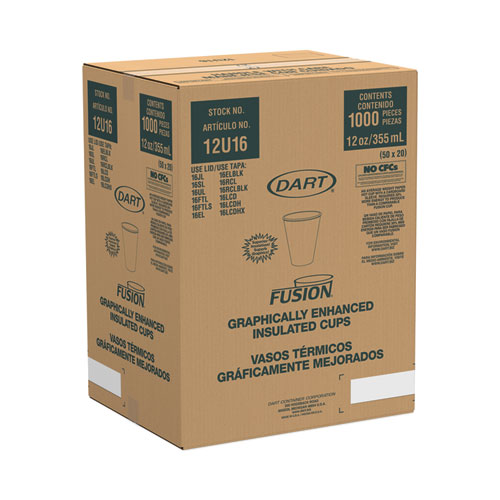 Picture of Fusion Escape Foam Hot/Cold Cups, 12 oz, Brown/Black, 1,000/Carton