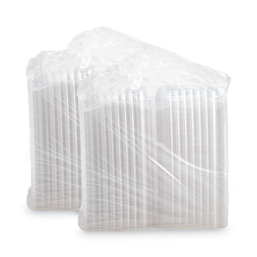 Picture of ClearSeal Hinged-Lid Plastic Containers, 9.3 x 8.8 x 3, Clear, Plastic, 100/Bag, 2 Bags/Carton