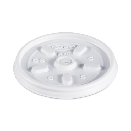 Picture of Plastic Lids for Foam Containers, Vented, Fits 3.5-6 oz, White, 100/Pack, 10 Packs/Carton