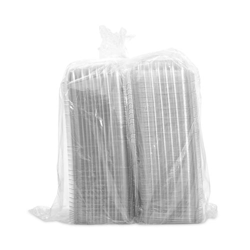 Picture of ClearSeal Hinged-Lid Plastic Containers, 8.31 x 8.31 x 2, Clear, Plastic, 125/Bag, 2 Bags/Carton