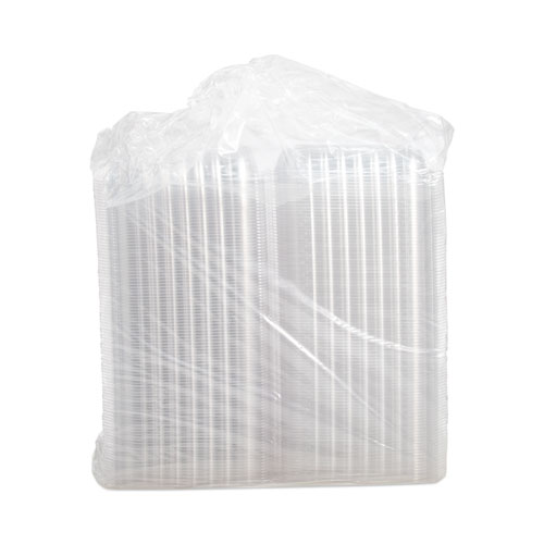 Picture of ClearSeal Hinged-Lid Plastic Containers, 9.3 x 8.8 x 3, Clear, Plastic, 100/Bag, 2 Bags/Carton