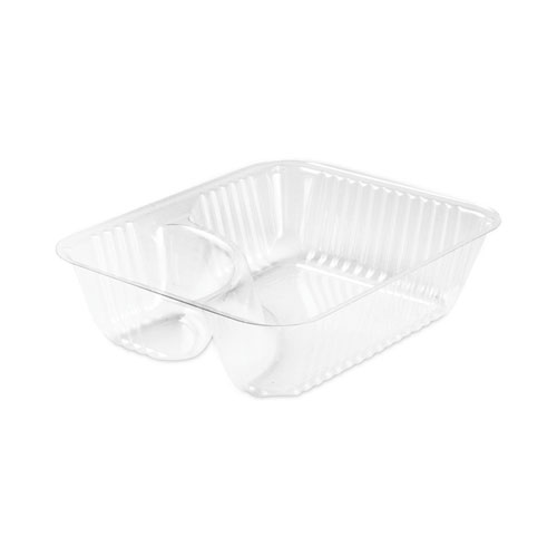 Picture of ClearPac Small Nacho Tray, 2-Compartments, 5 x 6 x 1.5, Clear, Plastic, 125/Bag, 2 Bags/Carton