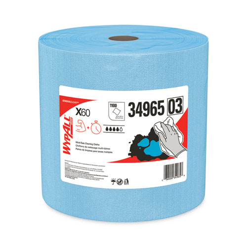 Picture of General Clean X60 Cloths, Jumbo Roll, 12.5 x 13.4, Blue, 1,100/Roll