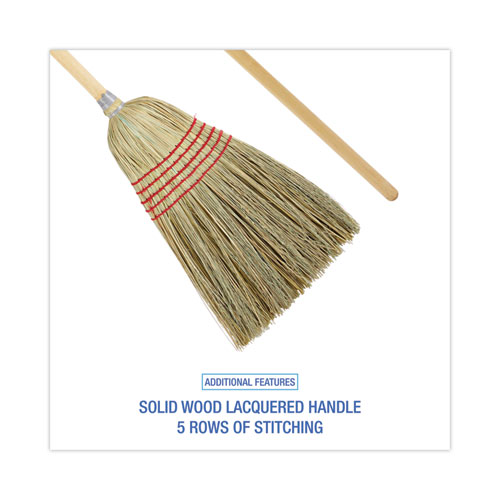 Picture of Parlor Broom, Yucca/Corn Fiber Bristles, 56" Overall Length, Natural, 12/Carton