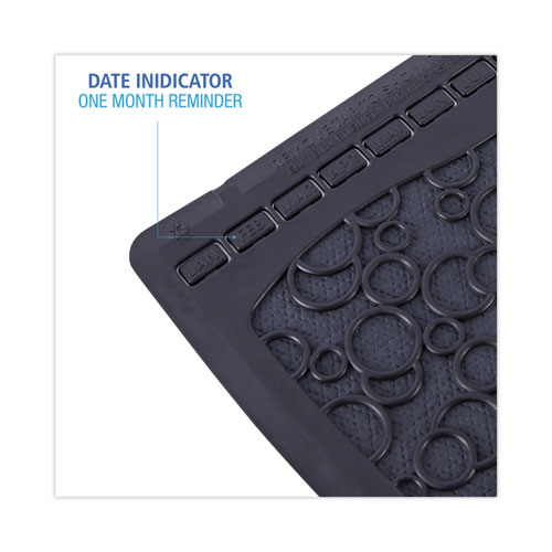 Picture of Disposable Urinal Floor Mat 2.0, Slip-Resistant Rubber, 17.5 x 20, Black, 6/Carton