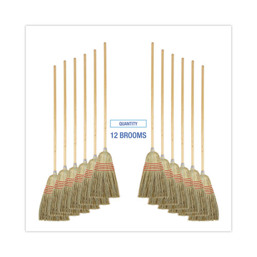 Picture of Parlor Broom, Yucca/Corn Fiber Bristles, 56" Overall Length, Natural, 12/Carton