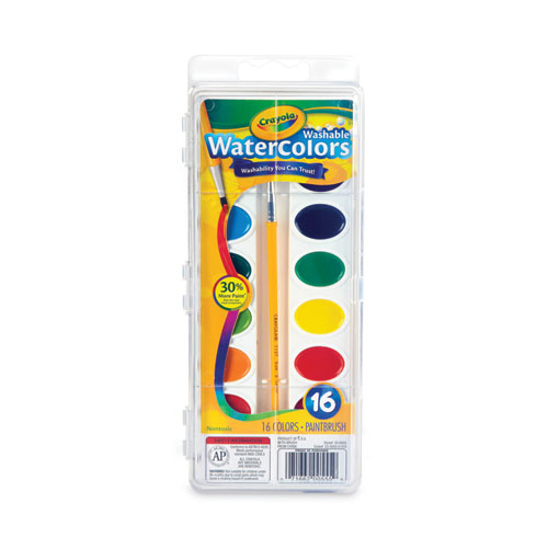 Picture of Washable Watercolors, 16 Assorted Colors, Palette Tray