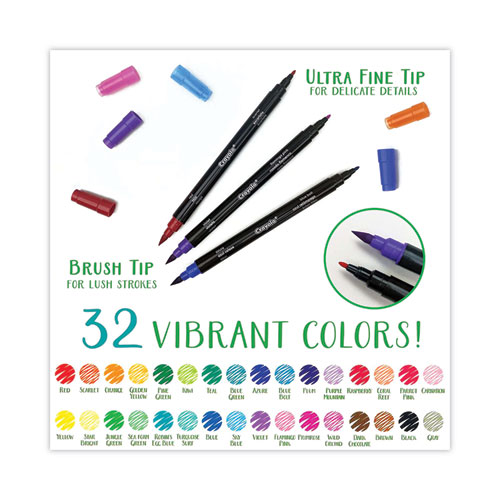 Picture of Brush and Detail Dual Ended Markers, Extra-Fine Brush/Bullet Tips, Assorted Colors, 16/Set