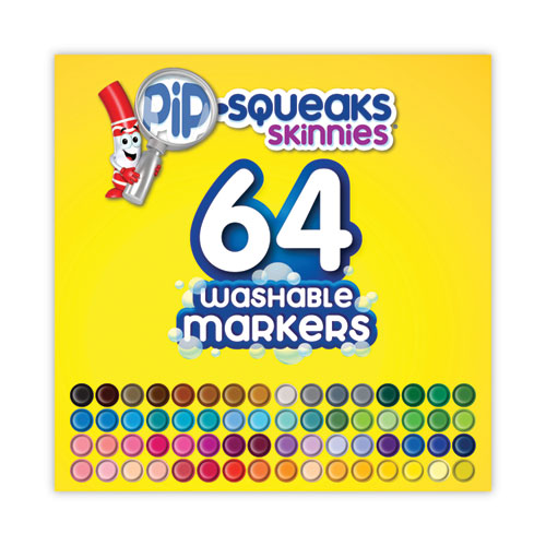 Picture of Pip-Squeaks Skinnies Washable Markers, Medium Bullet Tip, Assorted Colors, 64/Pack