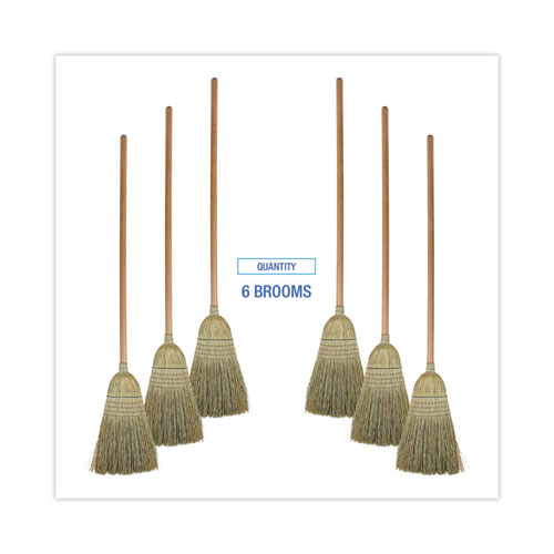 Picture of 100% Corn Brooms, 60" Overall Length, Natural, 6/Carton