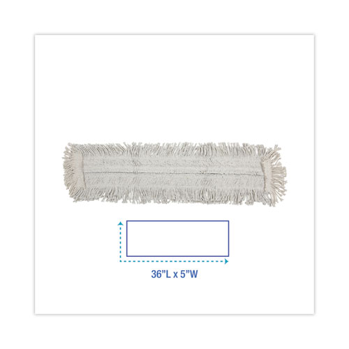 Picture of Disposable Dust Mop Head w/Sewn Center Fringe, Cotton/Synthetic, 36w x 5d, White