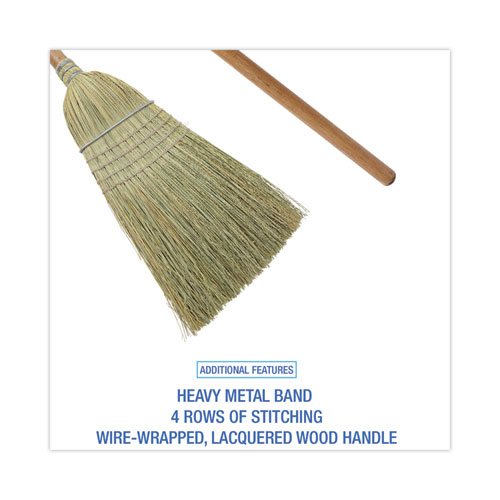 Picture of 100% Corn Brooms, 60" Overall Length, Natural, 6/Carton