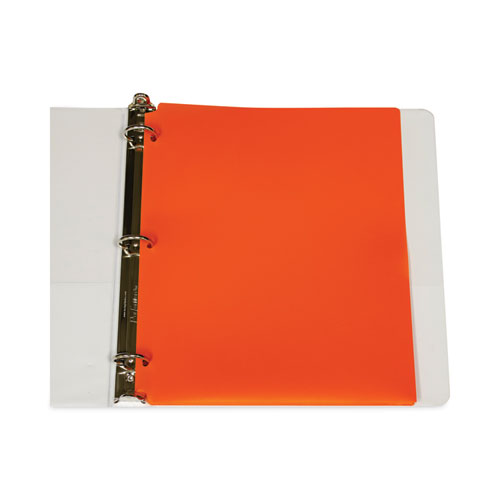 Picture of Two-Pocket Heavyweight Poly Portfolio Folder, 3-Hole Punch, 11 x 8.5, Orange, 25/Box