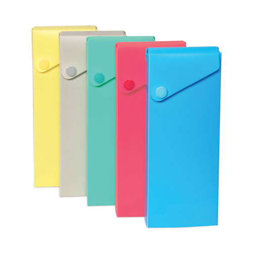 Picture of Slider Pencil Case, 11.43 x 9.5 x 0.6, Sandy Gray, Seafoam Green, Seaside Blue, Sunset Red, Sunny Yellow, 24/Carton