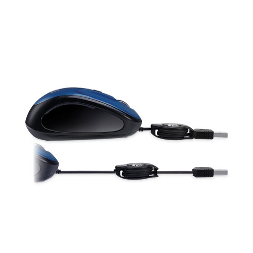 Picture of Illuminated Retractable Mouse, USB 2.0, Left/Right Hand Use, Dark Blue