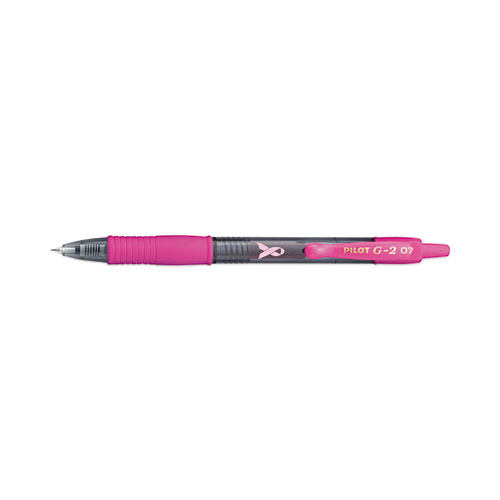 Picture of G2 Premium Breast Cancer Awareness Gel Pen, Retractable, Fine 0.7 mm, Black Ink, Smoke/Pink Barrel, Dozen