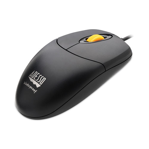 Picture of iMouse W3 Waterproof Antimicrobial Mouse with Magnetic Scroll Wheel, USB 2.0, Left/Right Hand Use, Black