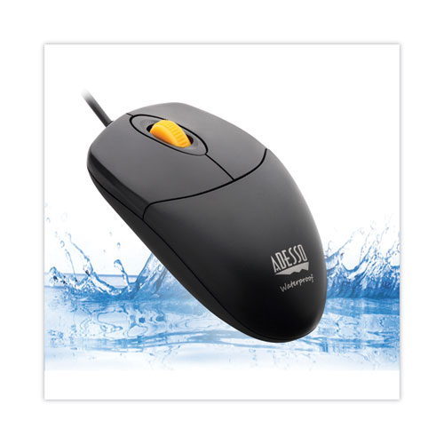 Picture of iMouse W3 Waterproof Antimicrobial Mouse with Magnetic Scroll Wheel, USB 2.0, Left/Right Hand Use, Black