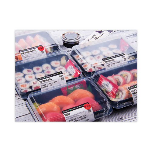 Picture of Creative Carryouts Hinged Plastic Hot Deli Boxes, Medium Snack Box, 18 oz, 6.22 x 5.9 x 2.1, Black/Clear, 200/Carton