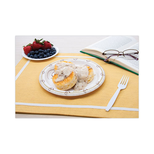 Picture of Symphony Paper Dinnerware, Heavyweight Plate, 9" dia, Tan, 125/Pack