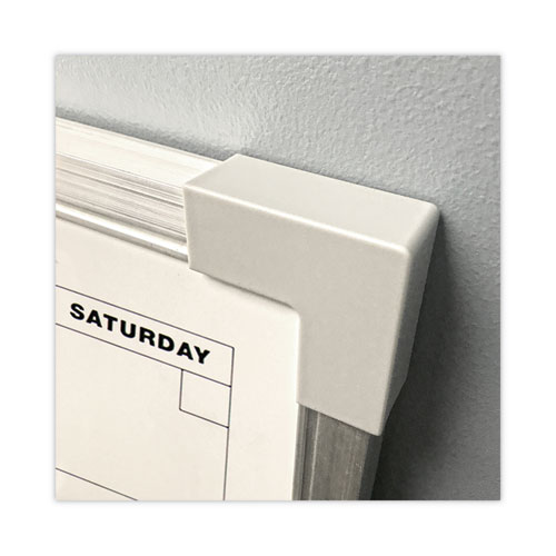 Picture of Framed Calendar Dry Erase Board, Monthly Planning/Scheduling, 24" x 18", White Surface, Satin Aluminum Frame