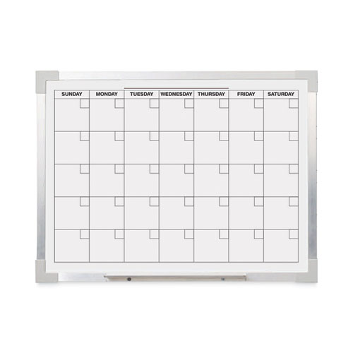 Picture of Framed Calendar Dry Erase Board, 24 x 18, White Surface, Silver Aluminum Frame