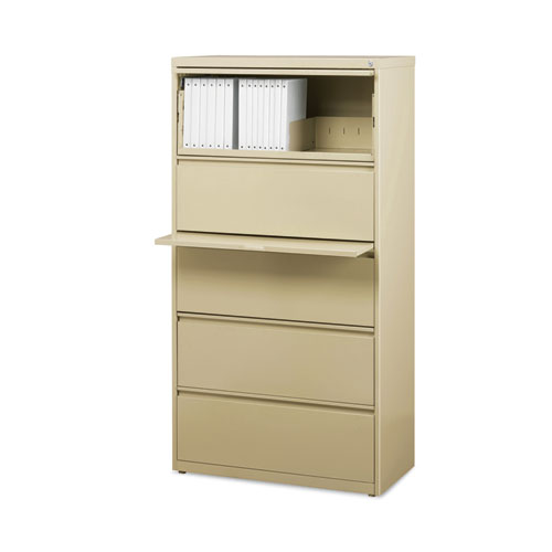 Picture of Lateral File, Five Legal/Letter/A4-Size File Drawers, 30" x 18.62" x 67.62", Putty