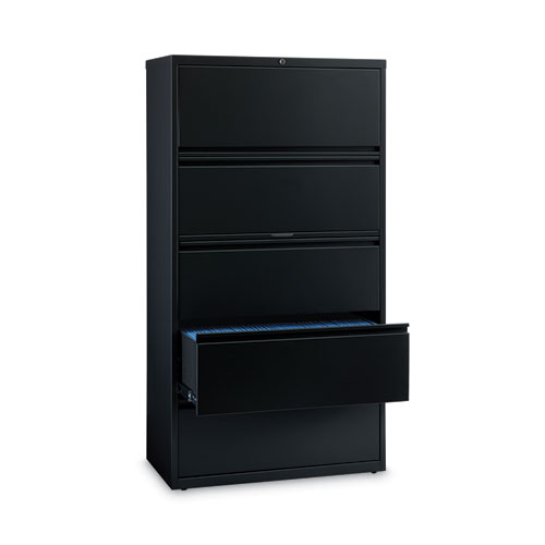 Picture of Lateral File Cabinet, 5 Letter/Legal/A4-Size File Drawers, Black, 36 x 18.62 x 67.62