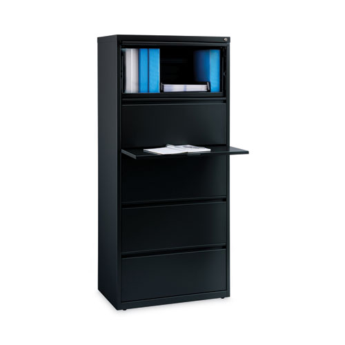 Picture of Lateral File, Five Legal/Letter/A4-Size File Drawers, 30" x 18.62" x 67.62", Black