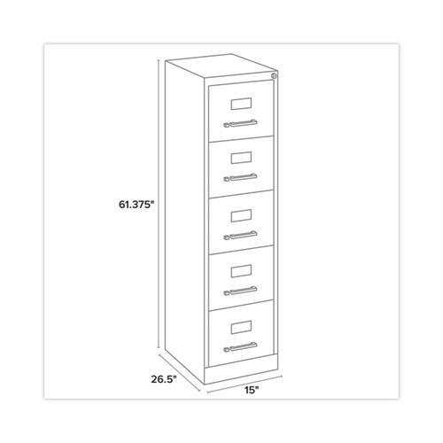 Picture of Five-Drawer Economy Vertical File, Letter-Size File Drawers, 15" x 26.5" x 61.37", Putty