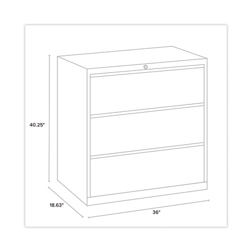 Picture of Lateral File Cabinet, 3 Letter/Legal/A4-Size File Drawers, Charcoal, 36 x 18.62 x 40.25