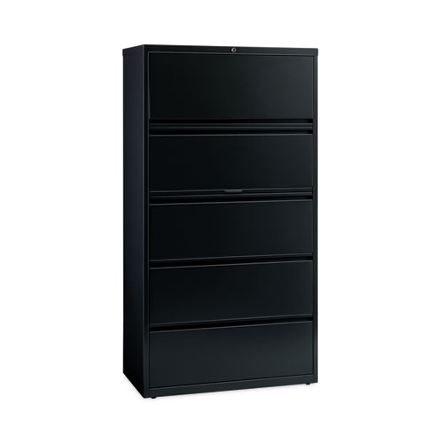 Picture of Lateral File Cabinet, 5 Letter/Legal/A4-Size File Drawers, Black, 36 x 18.62 x 67.62