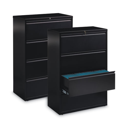 Picture of Lateral File Cabinet, 4 Letter/Legal/A4-Size File Drawers, Black, 36 x 18.62 x 52.5