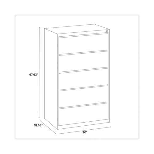 Picture of Lateral File, Five Legal/Letter/A4-Size File Drawers, 30" x 18.62" x 67.62", Putty