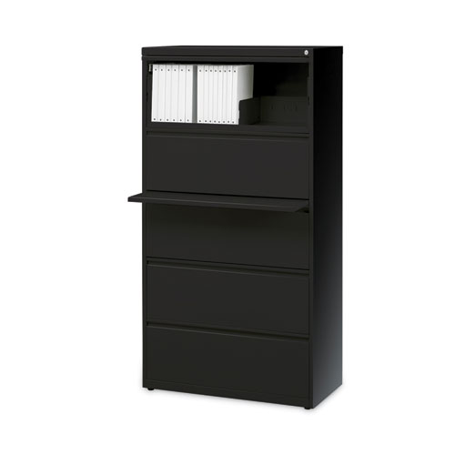 Picture of Lateral File, Five Legal/Letter/A4-Size File Drawers, 30" x 18.62" x 67.62", Black