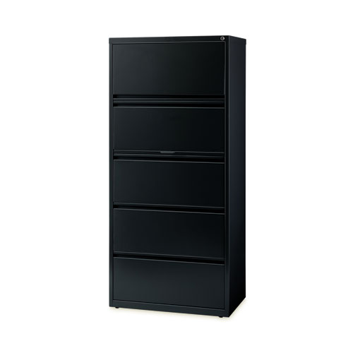 Picture of Lateral File, Five Legal/Letter/A4-Size File Drawers, 30" x 18.62" x 67.62", Black