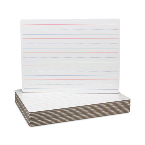 Picture of Magnetic Two-Sided Red/Blue Ruled Dry Erase Board, 12" x 9", White Surface, 12/Pack