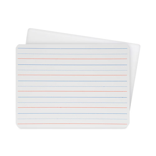 Picture of Two-Sided Red and Blue Ruled Dry Erase Board, 12 x 9, Ruled White Front/Unruled White Back, 24/Pack