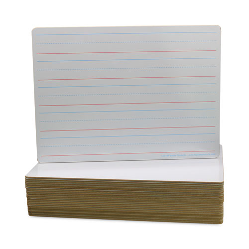 Picture of Two-Sided Red/Blue Ruled Dry Erase Board, 12" x 9", White Surface, 24/Pack