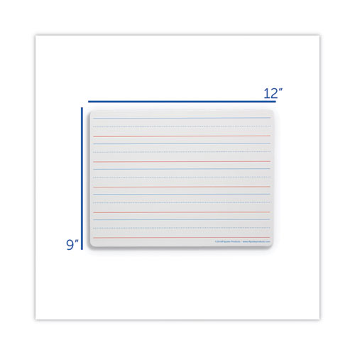 Picture of Magnetic Two-Sided Red/Blue Ruled Dry Erase Board, 12" x 9", White Surface, 12/Pack