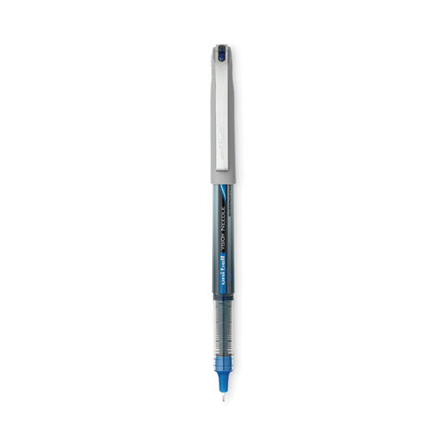 Picture of VISION Roller Ball Pen, Stick, Extra-Fine 0.5 mm, Blue Ink, Black/Blue/Clear Barrel, 12/Pack