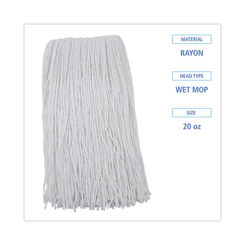 Picture of Premium Cut-End Wet Mop Heads, Rayon, 20oz, White, 12/Carton