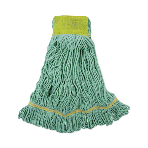 Picture of EcoMop Looped-End Mop Head, Recycled Fibers, Large Size, Green, 12/Carton