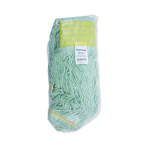 Picture of EcoMop Looped-End Mop Head, Recycled Fibers, Large Size, Green, 12/Carton