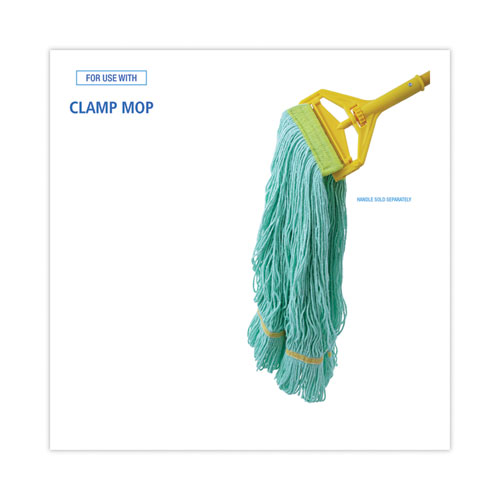 Picture of EcoMop Looped-End Mop Head, Recycled Fibers, Medium Size, Green, 12/Carton